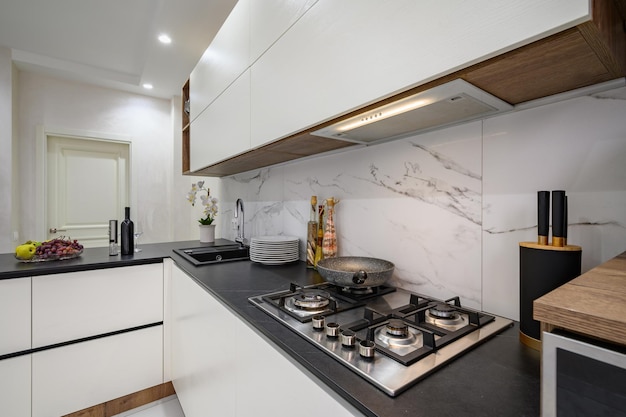 White and black modern luxury kitchen details