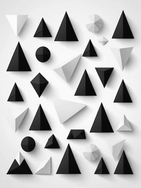 Photo a white and black paper with a black and white geometric design