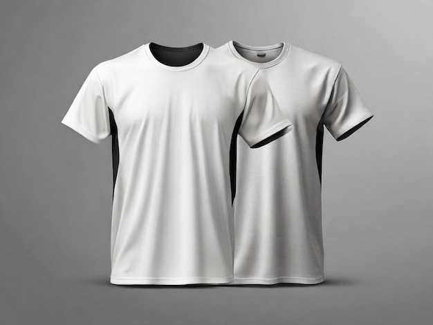 White and black tshirt isolated on gray backgroundmock up