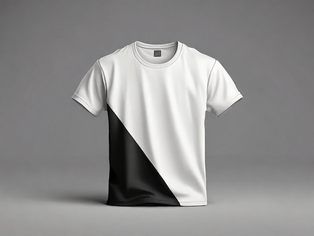 White and black tshirt isolated on gray backgroundmock up