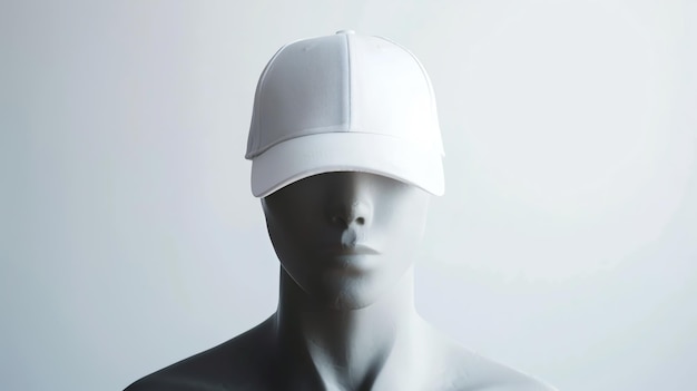 Photo white blank baseball cap on a mannequins head