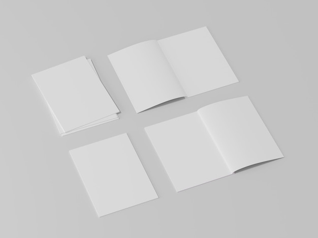 White blank book mockup notebook paper with pen