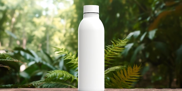 White Blank bottle Mockup with natural theme background AI Generative