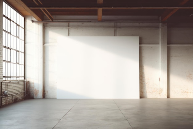 White blank canvas in a factory loft AI generated