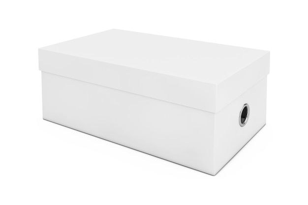 White Blank Cardboard Shoe Box Mockup for your Design on a white background. 3d Rendering