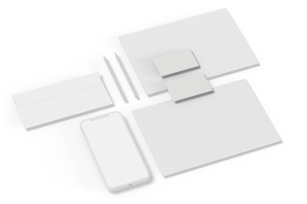 White blank cards on a white background