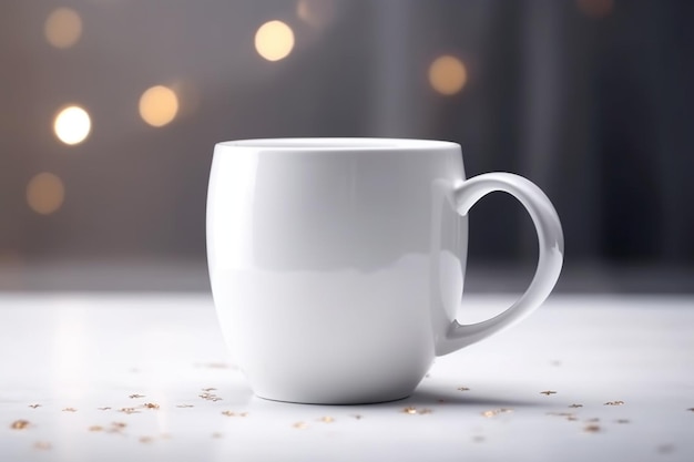 White blank coffee mug mockup for design presentation festive silver