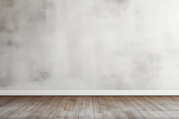 White blank concrete wall with a wooden floor