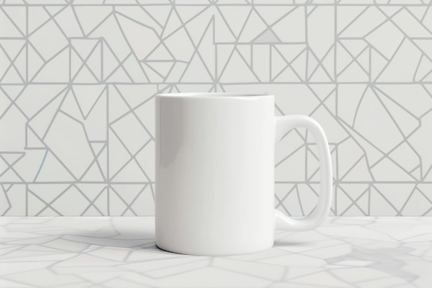 a white blank mug with handle mockup Modern Geometric Pattern for celebration concept for your