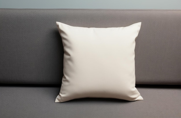 White blank pillow mockup coastal style interior lying on a sofa