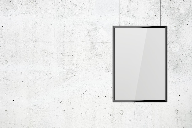 White blank poster with frame mock-up on grey wall