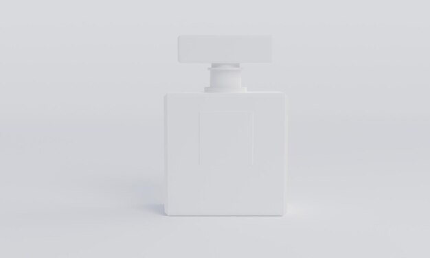 White blank rectangular perfume jar template on white background d rendering