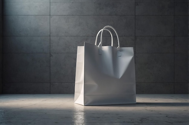 White blank Shopping Paper Bag isolated on gray background for Mock upHigh resolution photo