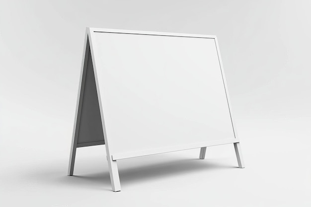 A white blank sidewalk sign with Aframe construction isolated on a white background