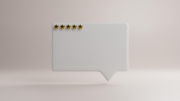 A white blank speech bubble message box with five gold stars on it.