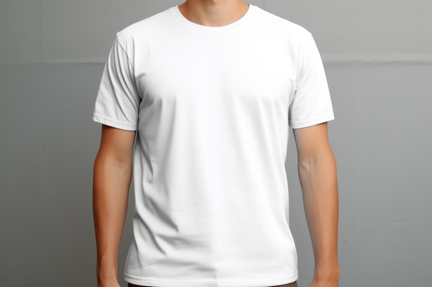 White blank t shirt mock up Men on grey background