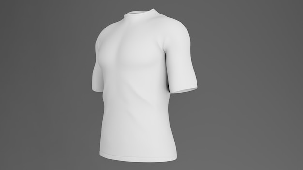 White blank t-shirt mockup, 3D rendering, side view