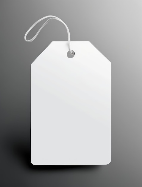 White blank tag on a white background mockup