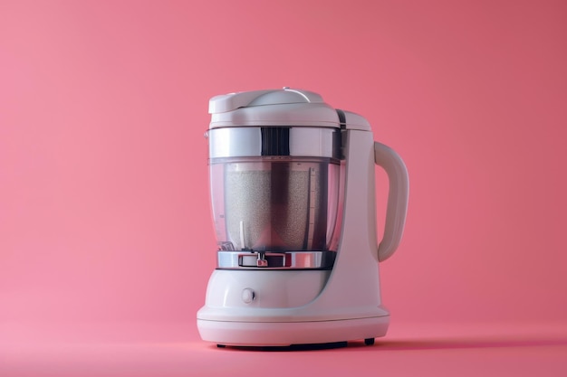 White Blender With Silver Trim on Pink Background