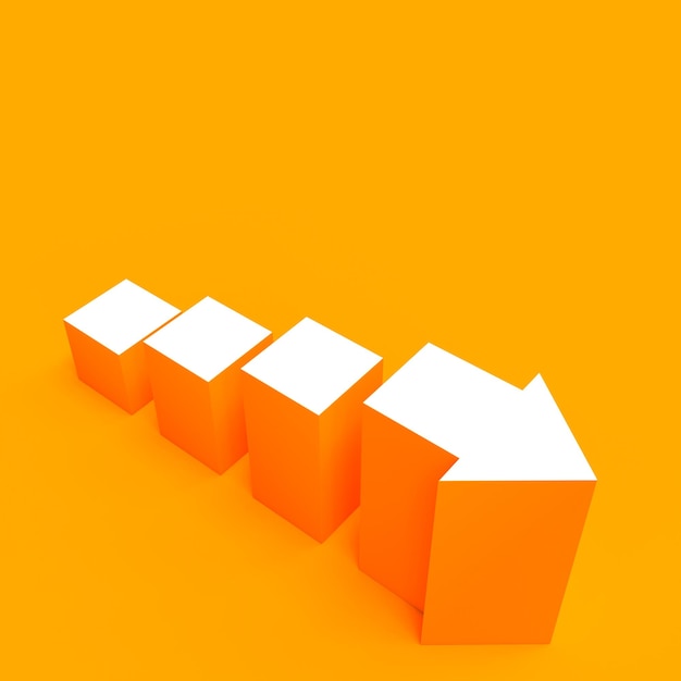 White blocks and arrow on orange background