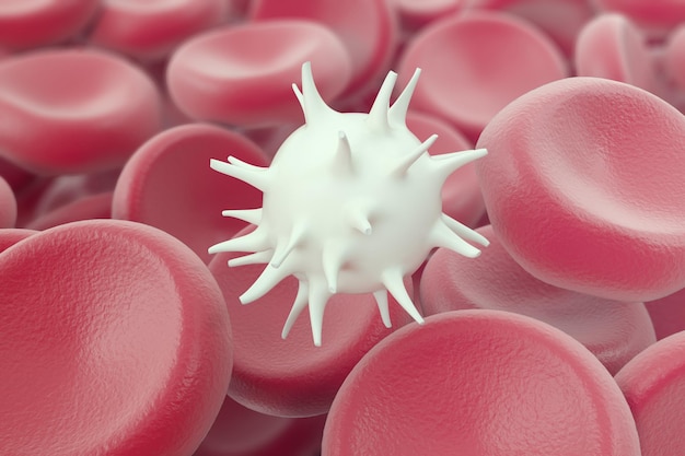 White blood cell medical or microbiological with depth field. 3d illustration