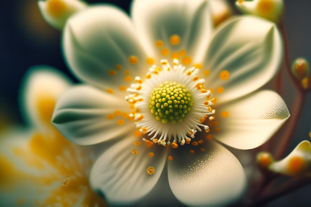 White blossom with yellow center