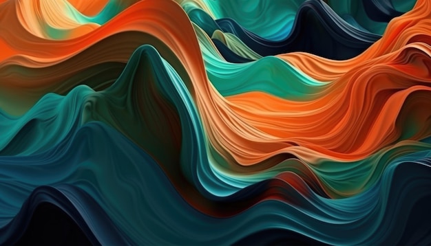 White blue black orange wave background white background black background Generative Ai