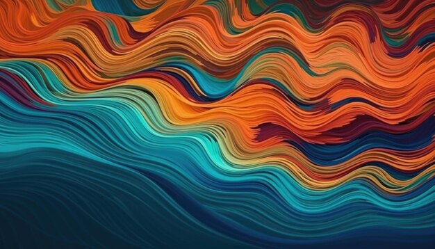 White blue black orange wave background white background black background Generative Ai