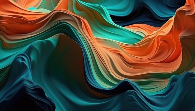 White blue black orange wave background white background black background Generative Ai