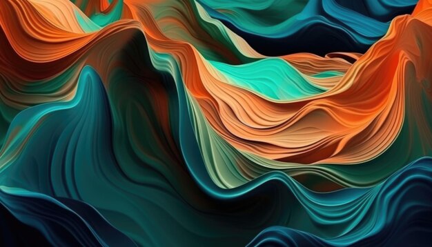 White blue black orange wave background white background black background Generative Ai