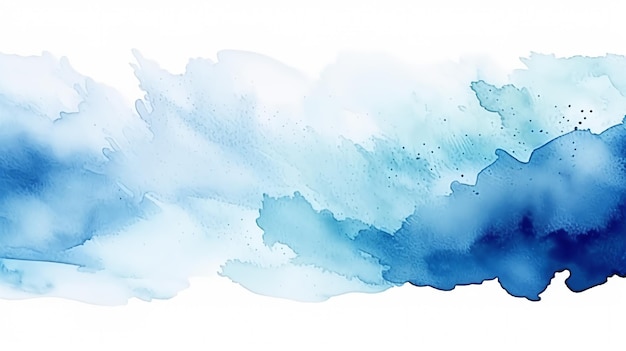 White and blue color hand painting watercolor strokes background