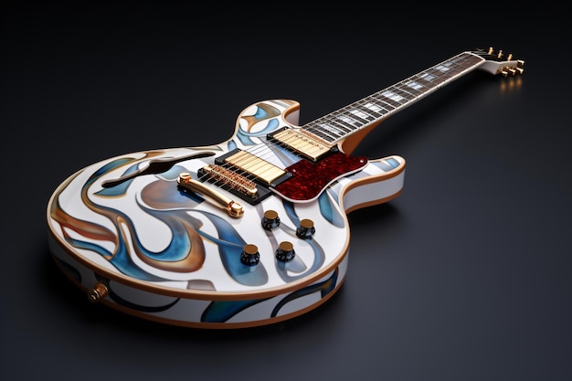 Photo a white and blue guitar