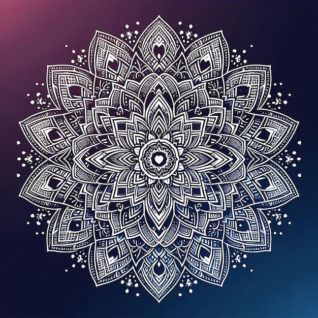 Photo a white and blue mandala with a purple background