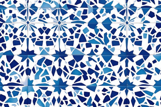 white and blue tile with an intricate geometric pattern