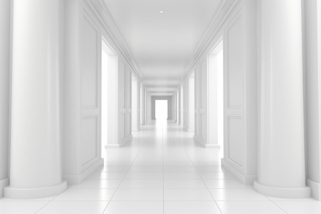 Photo white blur abstract background from building hallway corridor