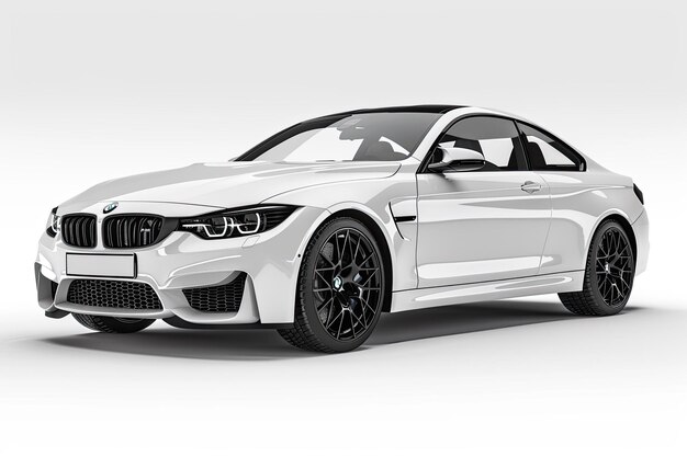 Photo white bmw coupe with black wheels on white background