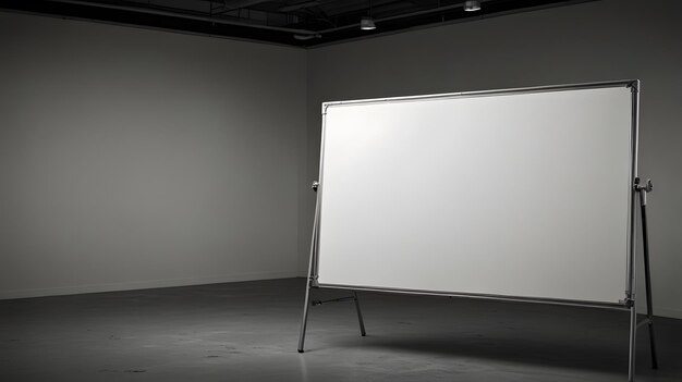 a white board in a room with a wooden easel