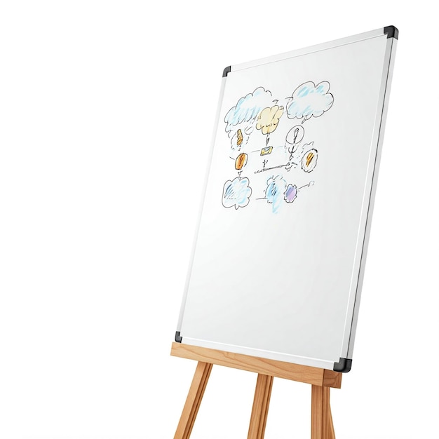 a white board with a drawing of clouds and the words cloud