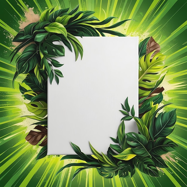 a white board with palm trees and a white board with palm leaves