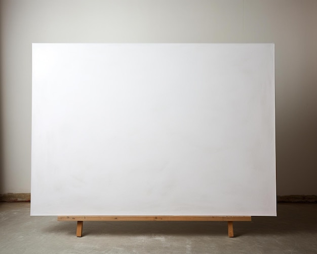 A white board on a wooden stand with a picture of a white board on it.