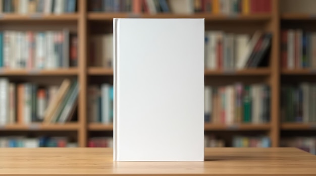 Photo a white book on a wooden table with a white cover