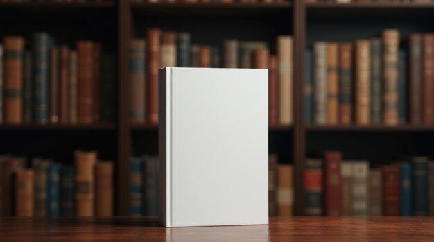 Photo a white book on a wooden table with a white cover