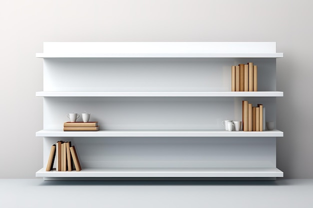 A White Bookshelf Filled With Books and Decor on a Clear PNG or White Background