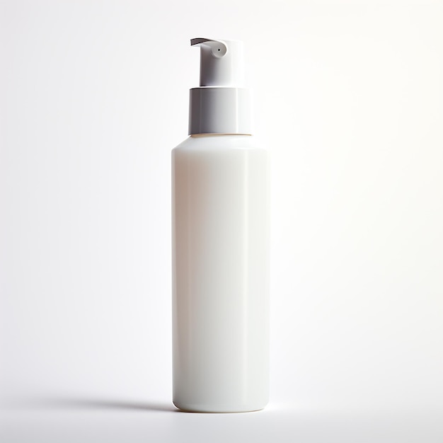 Photo a white bottle of lotion with a white cap