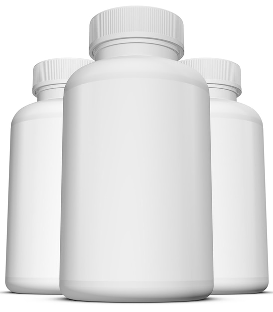 A white bottle of medicine with a white cap on the top.