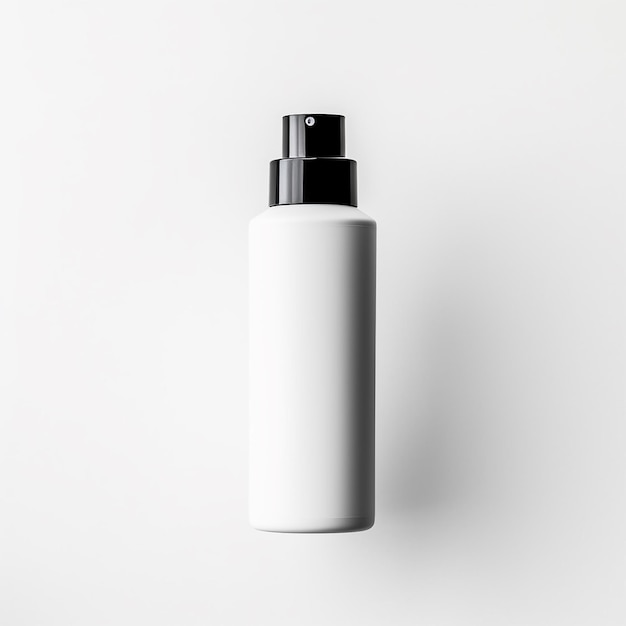 Photo a white bottle of perfume with a black cap on it