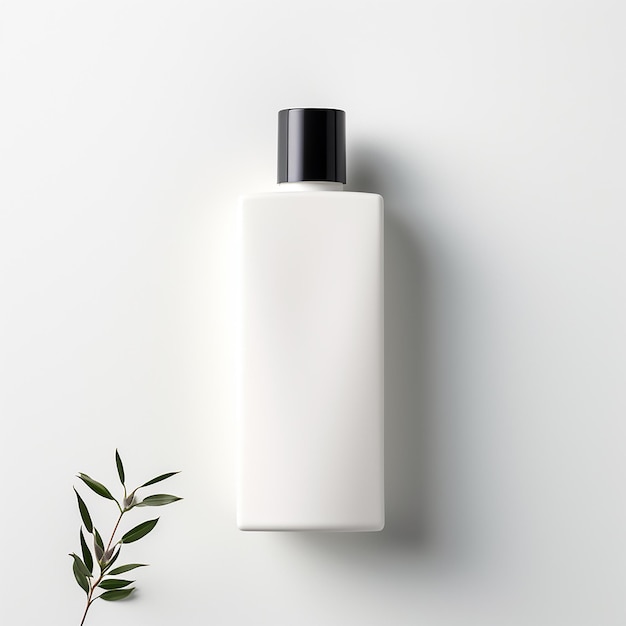 Photo a white bottle of perfume with a plant growing out of it