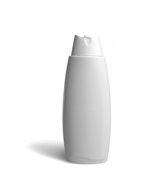 White bottle for soap, cream or shampoo on a white isolated background.