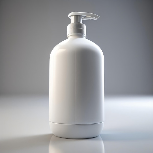 A white bottle of soap with a white cap on it.