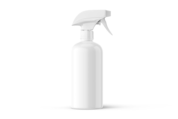 A white bottle of spray with a spray bottle on a white background